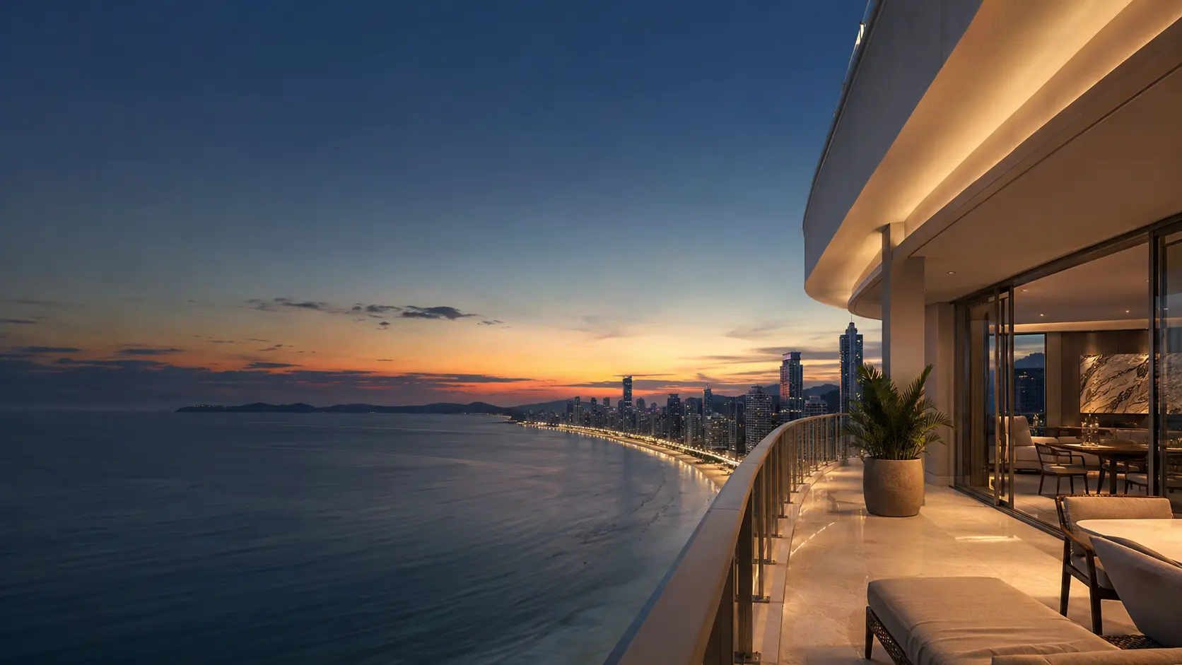 Vista de apartamento de alto padrão para a orla de Balneário Camboriú